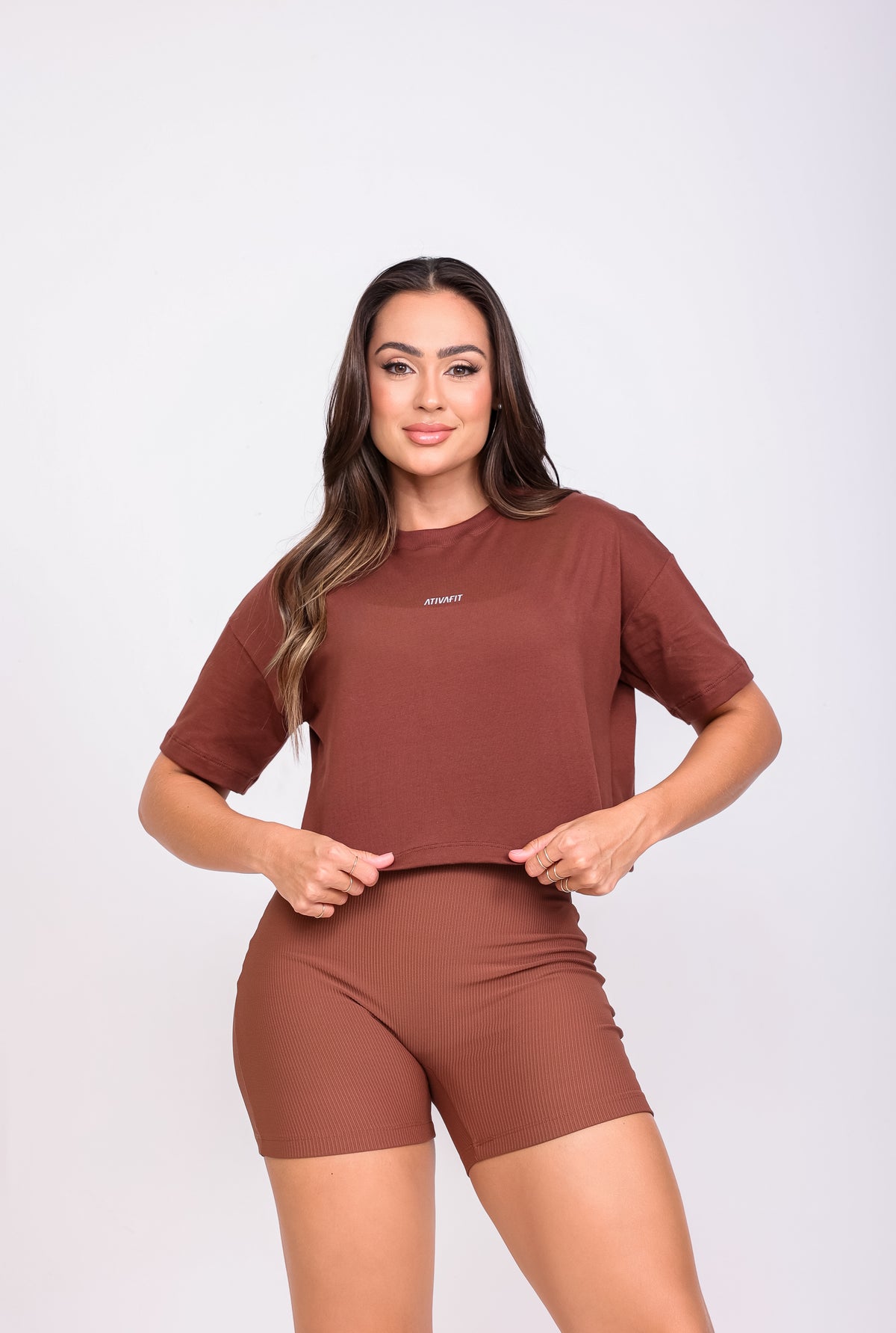 Cropped Oversized Marron