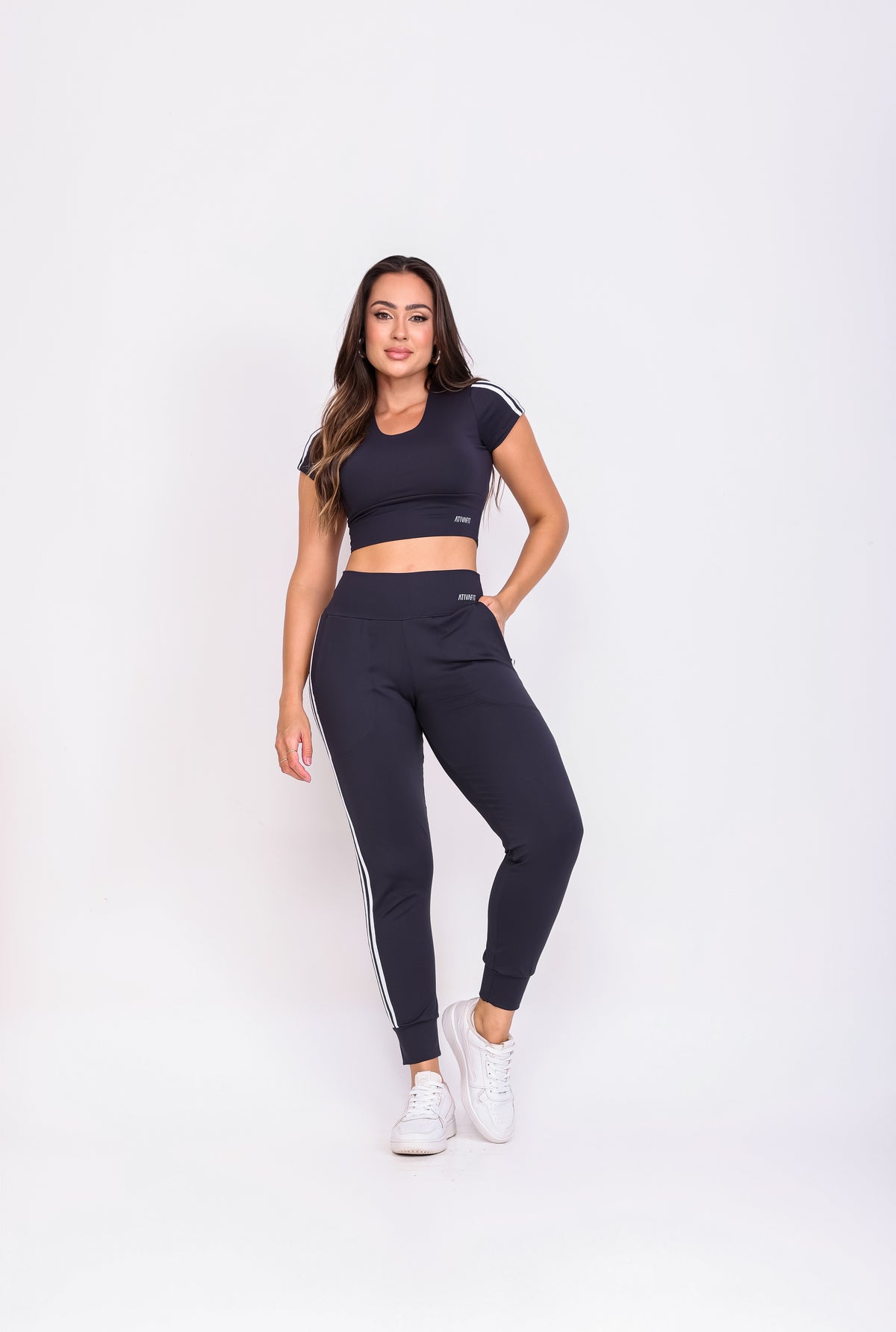 Conjunto Legging c/Bolso e Cropped Leticia Preto