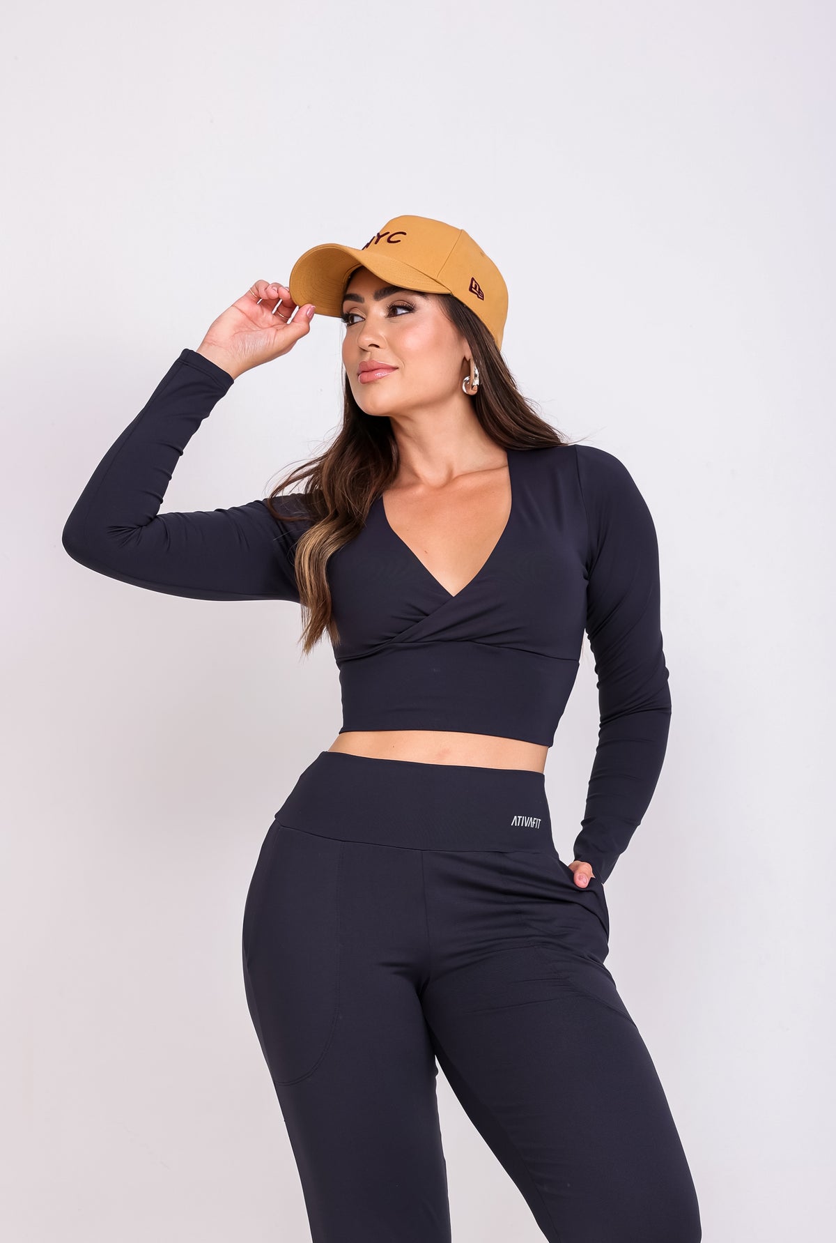 Cropped Débora Manga Longa Preto