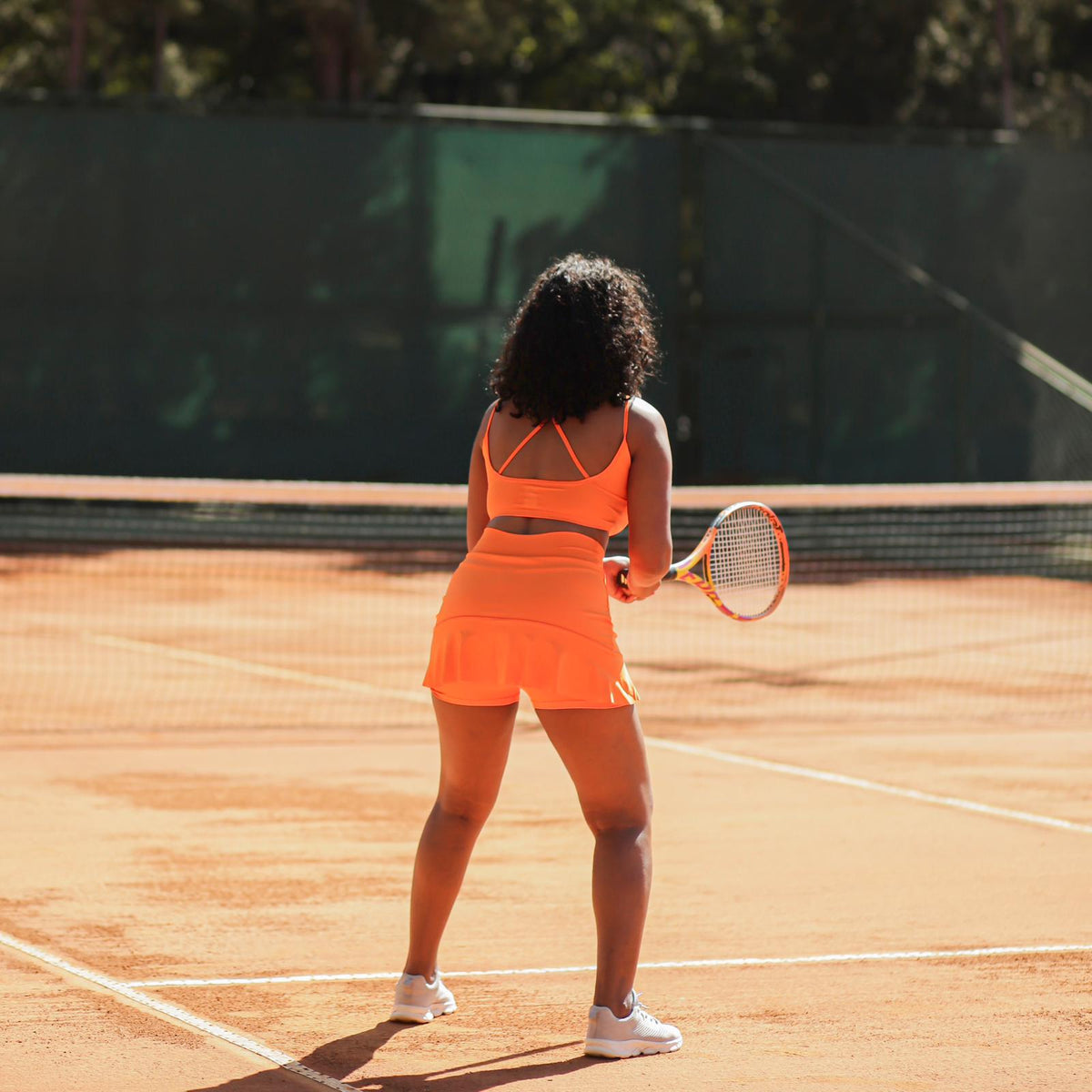 Conjunto Yasmin  Short Saia c/ Cropped Laranja