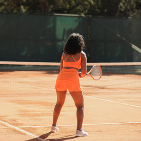 Conjunto Yasmin  Short Saia c/ Cropped Laranja