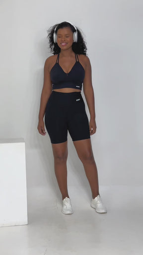 Cropped Viés Duplo Preto
